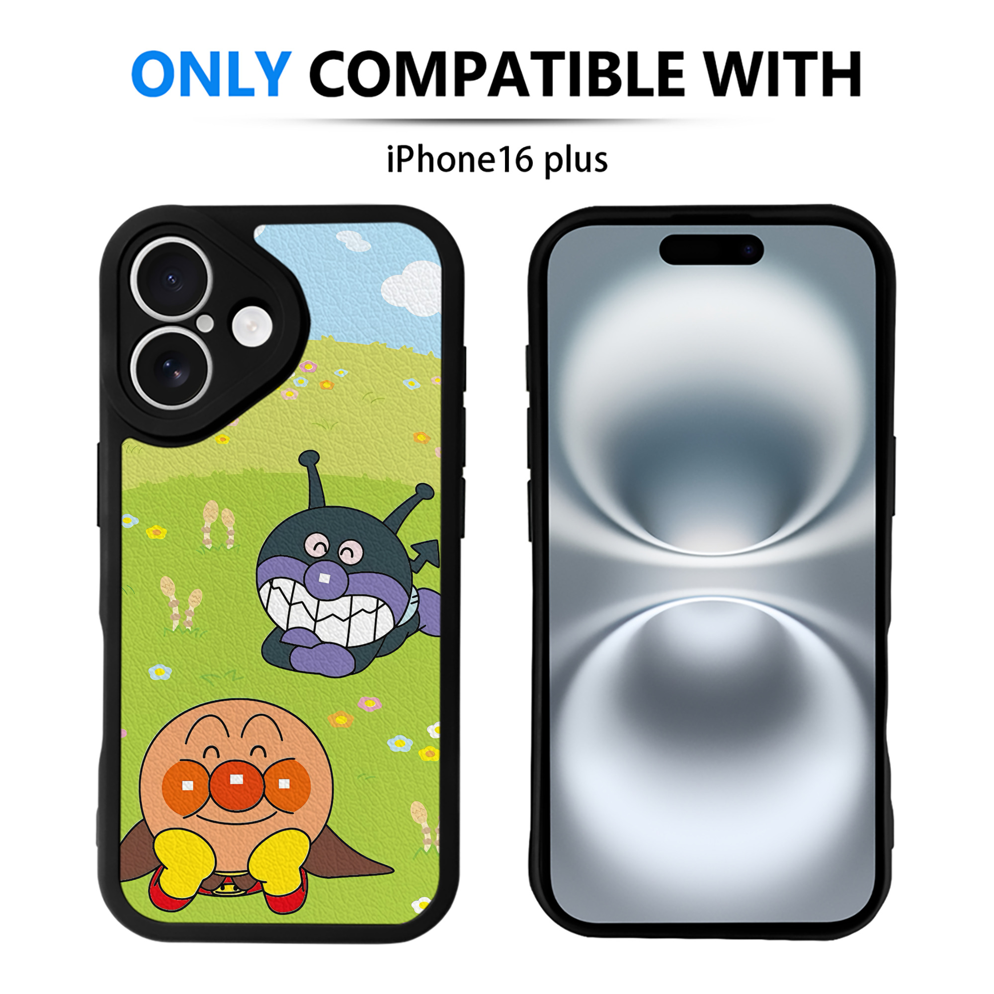 （画像用） アンパンマン Anpanman 【iPhone 16シリーズ対応】シリコンスマホケース（レザー調） 材質：シリコン